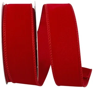 Outdoor Ribbon -- 1-1/2 inch x 10 yards -- Velvet Wired Edge -- Red Color - Picture 1 of 3