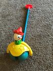 Vintage Fisher Price Push Toy Clown Push Along Push Toy Works!!