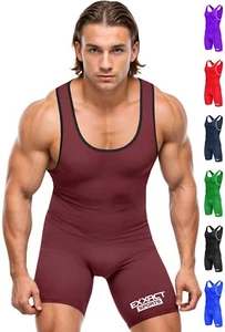 Exxact Sports Plain Men's Wrestling Singlet, Powerlifting Singlet (Adult Sizes) - Picture 1 of 62