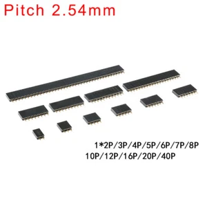 2.54mm Single Row Straight Copper Pin Female Header1x 2/3/4/5/6/7/8/10P-20/40P - Picture 1 of 5