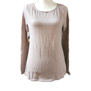 ANN TAYLOR LOFT Blouse Womens Medium Top Long Sleeve Lace Beige* NWT - Picture 1 of 3