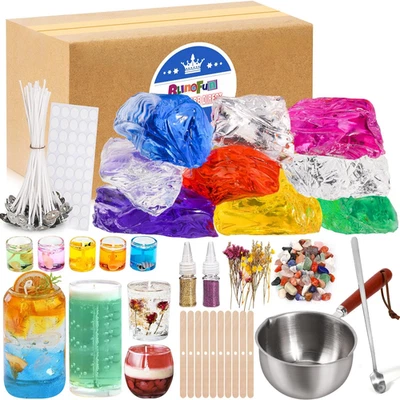 Jelly Candle Making Kit,9Pcs Gel Wax -7 Colors Candle Making Kit，Includes Wax Wi - Image 1 of 4
