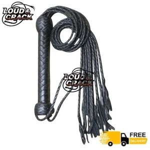 Cowhide Genuine Leather Flogger Whip 9 Braided Tails - Picture 1 of 4
