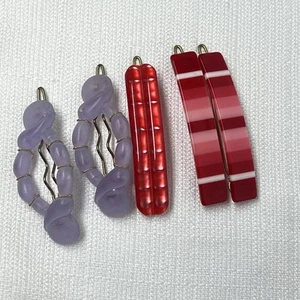 Correas de pelo vintage de plástico Lucite años 80 retro rojo brillante púrpura - Imagen 1 de 4