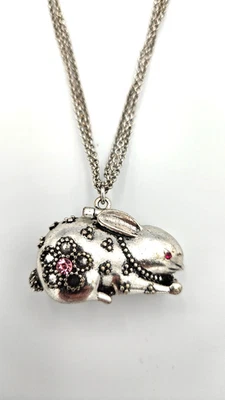 Длинное ожерелье с подвеской в виде кролика из серебристого хрусталя Betsey Johnson X6301 - Изображение 1 из 4