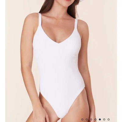 Traje de baño Andie Swim Marco de una pieza acanalado blanco XL NUEVO CON ETIQUETAS minimalista Foto 1 de 4