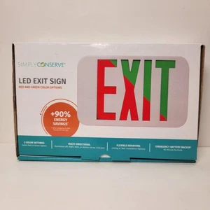 Simply Conserve LED Exit Sign Red & Green Color Options New Never Installed - Picture 1 of 8