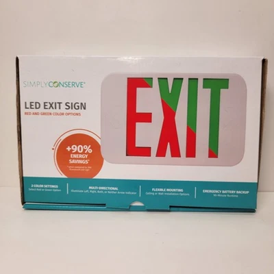 Simply Conserve LED 出口标志红色和绿色选项全新从未安装 — 第 1/4 张图片