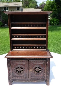 ANTIQUE MINIATURE FRENCH BRETON CUPBOARD DOLL SIZE TABLE TOP OR WALL 14 1/4" T - Bild 1 von 14