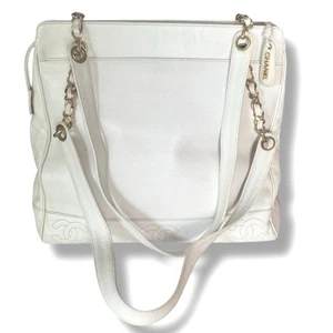 Chanel Vintage Series 4 Off-White Caviar Triple CC Tote • 24K Gold Hardware COA - Picture 1 of 22