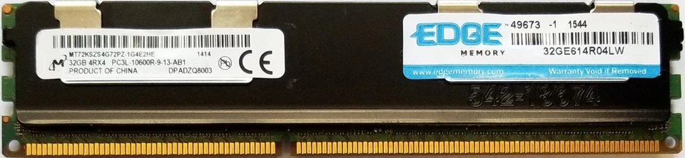 Micron 1x32GB ECC DDR3L-1333 PC3L-10600R Registered DIMM MT72KSZS4G72PZ-1G4E2HE - Image 1 of 1