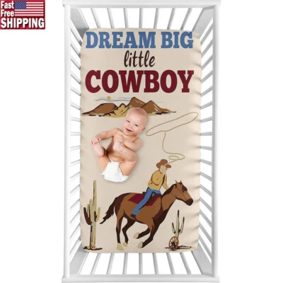 Sábana bajera ajustable para cuna bebé niño ropa de cama de microfibra occidental decoración Foto 1 de 4