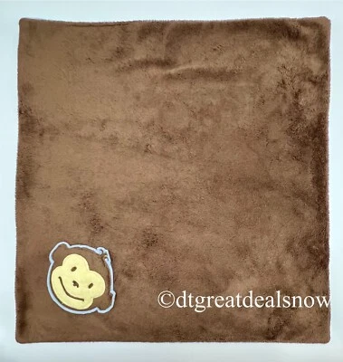 Cobertor de bebê Minky marrom azul lindo design aplique macaco lindo 18 x 18 - Imagem 1 de 4