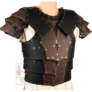 Leather Cuirass Medieval Mercenary W Pouldrons Larp costume Armor Cosplay SCA