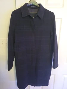Burberry Womens Blue Plaid Mid Length Coat - Picture 1 of 7