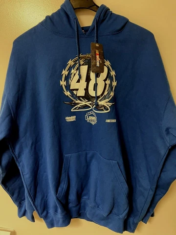Jimmie Johnson # 48 Checkered Flag Hendrick Men's Blue Hoodie Size 2XL  C Cover