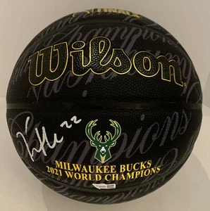 Khris Middleton Firmado Milwau Bucks 2021 Campeones de la NBA Baloncesto Fantatics FAN Certificado de autenticidad - Imagen 1 de 5
