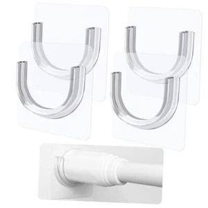 4 Pack Shower Rod Holder with Strong Adhesive, No Drilling Shower Curtain Rod - Picture 1 of 8