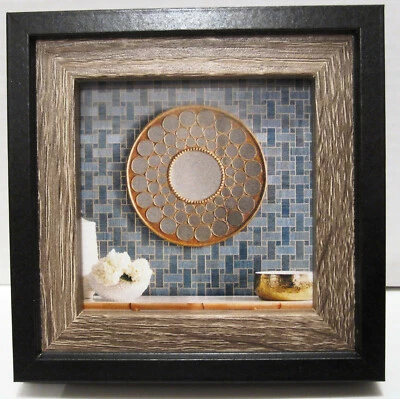 Moldura para fotos de madeira 3X3 cinza e preta - Imagem 1 de 3