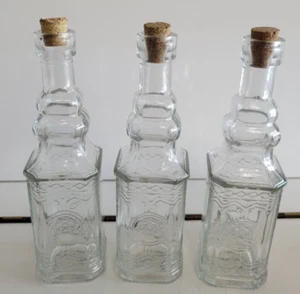 3 MINI DECORATIVE SQUARE BOTTLES CULTURAL INTRIGUE DESIGN 6.5 INCH HOLDS 4 OZS - Picture 1 of 11