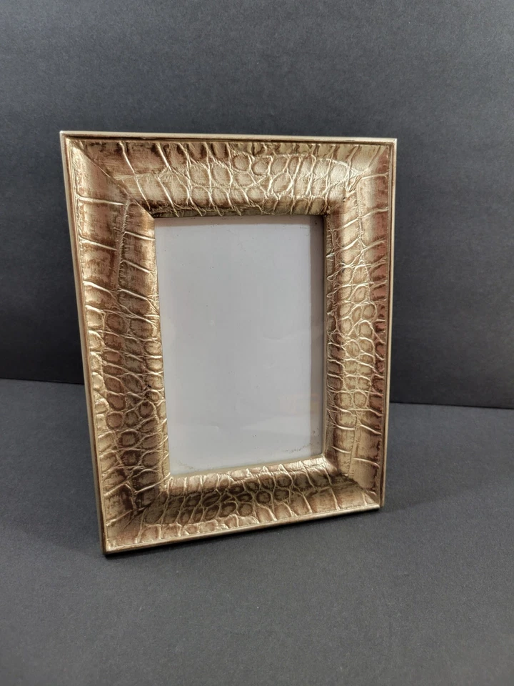 Nicole Miller Home 4x6 Photo Frame Textured Gold Snakeskin Print - Image 1 of 4