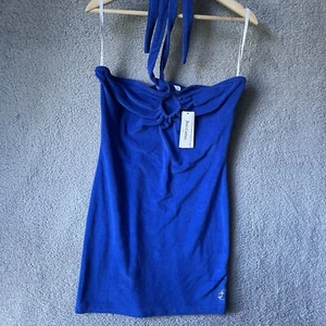 Juicy Couture Women's Dress Solid Blue Size Large Swimsuit Coverup Dress NWT New - Picture 1 of 7