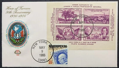 US #778+2145 FDC TIPEX & AMERIPEX Unsealed Flap. HF 50th Anniv. Limited #426/500 - Image 1 of 4