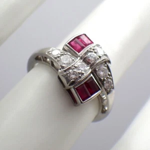 Art Deco Platinum Ring Ruby Diamond - Picture 1 of 4
