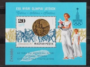 HUNGARY 1980, $135, OLYMPICS, Superb MNH ** Ajandeka Sheet, 5990 issued, Sports - Picture 1 of 2
