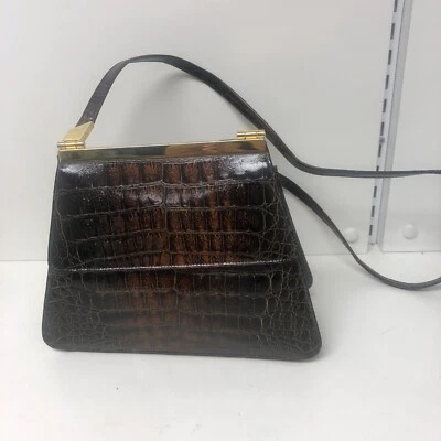 Sondra Roberts Brown Crocodile Print Purse/Handbag - Image 1 of 4