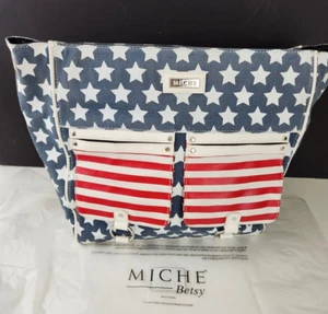 Tasche anteriori MICHE Betsy Demi Shell rosso blu bianco stelle - Foto 1 di 7