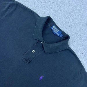 VTG Polo Ralph Lauren Men Shirt L Performance Polo Pony Short Sleeve Black Golf - Picture 1 of 9