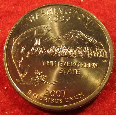 2007 (P) Philadelphia Washington State Clad Quarter -  UNC - Bright Silver Color - Imagem 1 de 3