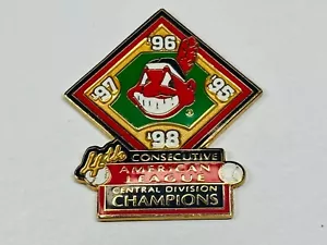 Cleveland Indians Pin American League Champion 4th Consecutive 1995 1996 97 1998 - Picture 1 of 2
