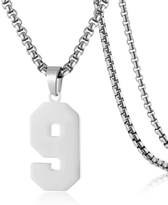 Number Necklace for Men Black Baseball Jersey Number Pendant for Boys Athletes N - Picture 1 of 7