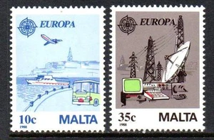 MALTA MNH 1988 SG827-828 EUROPA: TRANSPORT & COMMUNICATIONS SET OF 2 - Bild 1 von 1