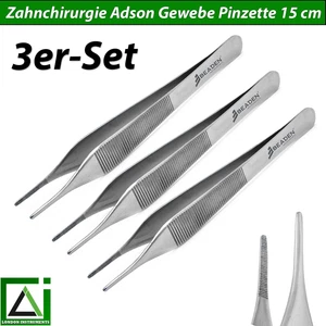 3 pinzas de tejido Adson para cirugía dental 15 cm pinzas anatómicas instrumentos nuevo - Imagen 1 de 6