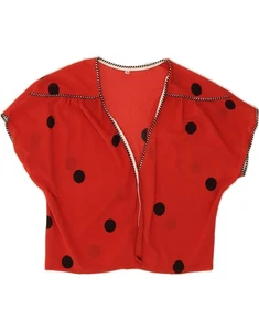 Cardigan donna VINTAGE IT 44 medio rosso a pois acetato NJ02 - Foto 1 di 3