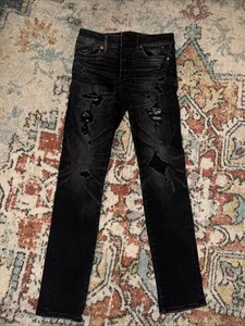 Pantalones de mezclilla American Eagle acogedores AirFlex+ para hombre 29x32 negros lavados oscuros AEO - Imagen 1 de 5
