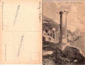 Postal de Capri Via Krupp y Faraglioni con columna antigua - Imagen 1 de 1