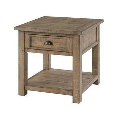 Monterey End Table - Reclaimed Natural Wood Finish- Coastal Style - with Shel... - Image 1 of 4