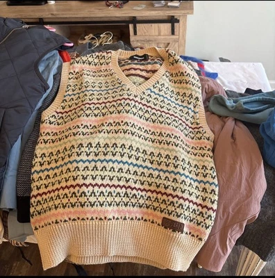 Dsquared2 Beige Knitted Vest With Multicolor Motif Medium Size - Image 1 of 2