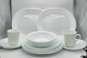 Corelle Enhancements White Swirl Lot of 17 Pieces Close to Mint - Picture 1 of 13
