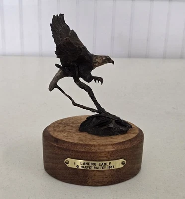 Harvey Rattey 'Landing Eagle' Limited Edition Bronze Sculpture #88/500 SIGNED - Image 1 of 4