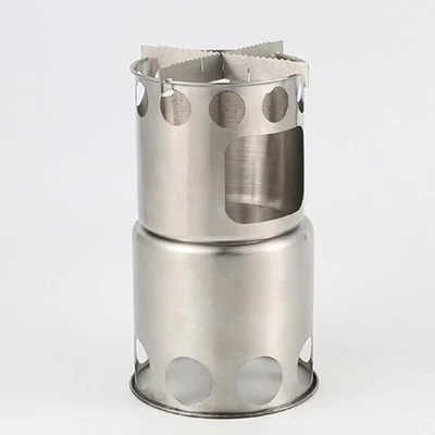 Outdoor Protable 304 Stainless Steel Camping Cookware Set Wood Stove Hiking Tool - Image 1 of 4