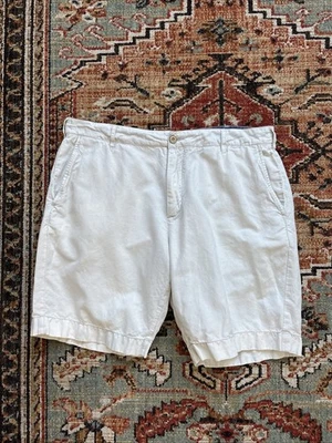 Pantalones Cortos Faherty Todo el Día Ligeros Crema Blanco Mezcla de Lino Talla 35 Foto 1 de 4