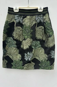 Save The Queen Skirt Black Green Small Floral Brocade Pencil - Picture 1 of 6