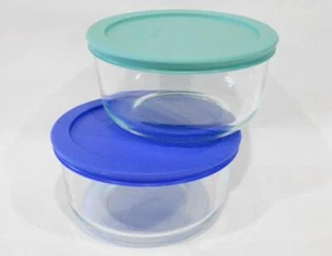 ❤️ PYREX 4 Cup Choose: DUSTY GREEN or AMP BLUE Storage Bowl & Plastic COVER 7201 - Picture 1 of 8