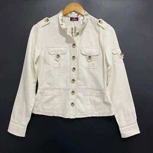 Jordache Jacket Size Junior Medium 7/9 Ivory White Button Up Long Sleeve - Picture 1 of 11