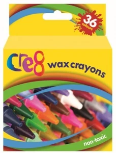 NEW - 36 Non-Toxic Wax Crayons Bright Assorted Colours Kids Colouring Art Crafts - Bild 1 von 1